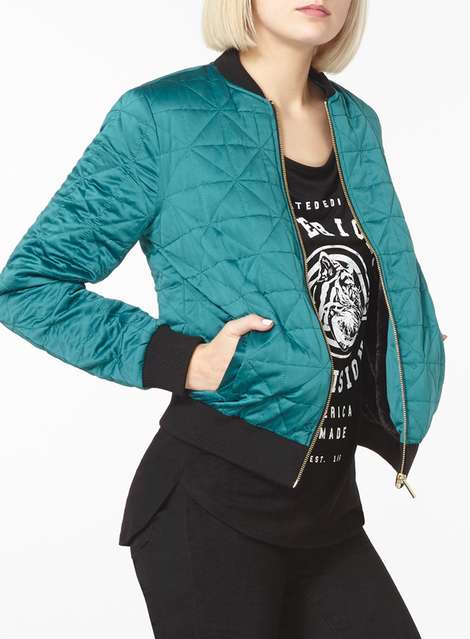 Green Faux Fur Lined Bomber